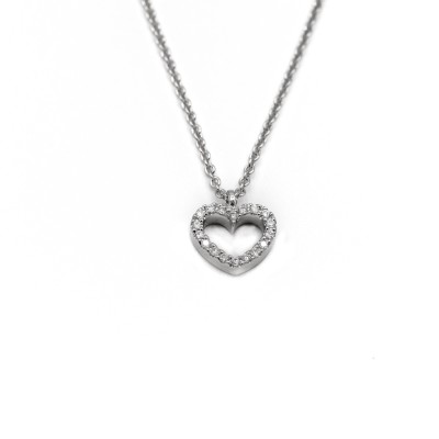 Ketting met hanger - hartje - 18kt wit goud met briljant - 10C0131W Ketting met hanger - hartje - 18kt wit goud met briljant - 10C0131W