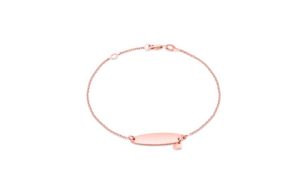 Armband 18kt rood goud met graveerplaatje - tussenoog op 18cm - lengte 19cm Armband 18kt rood goud met graveerplaatje - tussenoog op 18cm - lengte 19cm