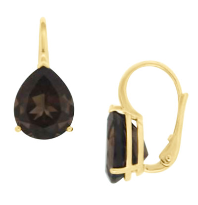 Oorhangers in 18kt geel goud met rookquartz - EXJB