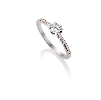 Solitair in 18kt wit goud met briljant - 41-32410