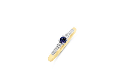 Ring 18kt goud bicolor met briljant en blauwe saffier - 50-00120-1572 - maat 52