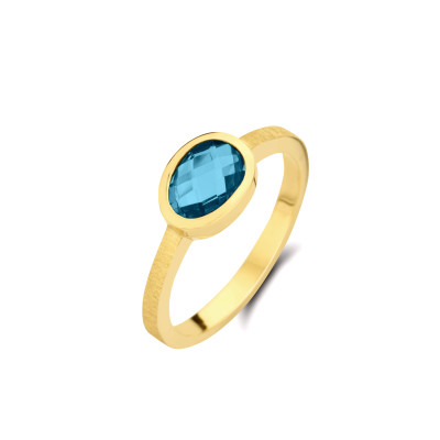 Femme adoree - Ring 18kt geel goud met Swiss Blue Topaas - 03R0321/53