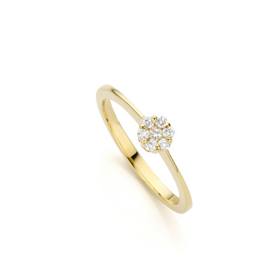 Ring - Verlovingsring - Solitair - 18kt geel goud met briljant - RWL008