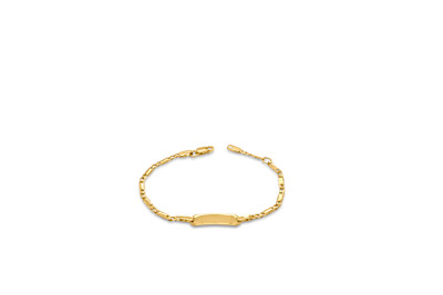 babynaamplaat 9kt geel goud - rechthoekige plaat - fantasieschakel