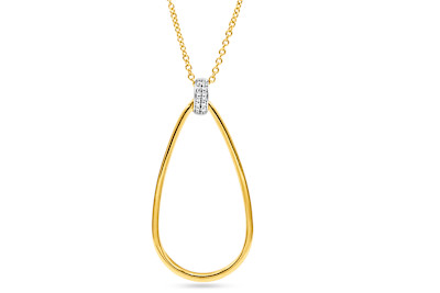 Halsketting met hanger in 18kt wit en geel goud met briljant - E02C0232 Halsketting met hanger in 18kt wit en geel goud met briljant - E02C0232