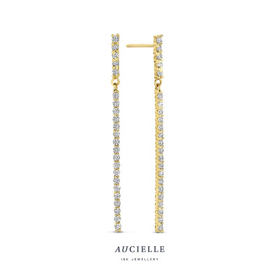 Aucielle - Oorhangers in 18kt geel goud met zirkonium - AE0198C Aucielle - Oorhangers in 18kt geel goud met zirkonium - AE0198C