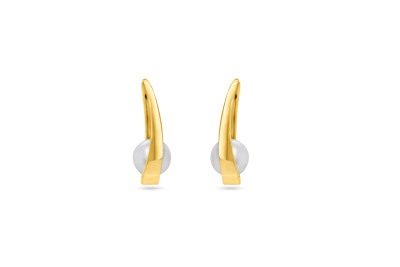 Oorringen creolen 18kt geel goud met parel - W37-62687-2070 Oorringen creolen 18kt geel goud met parel - W37-62687-2070