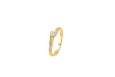 Verlovingsring - solitair - 18kt geel goud met briljant - RF5769 - op maat 55 Verlovingsring - solitair - 18kt geel goud met briljant - RF5769 - op maat 55