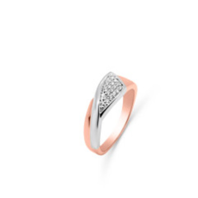 Ring 18kt rood en wit goud met briljant - 50-00102-1277 - maat 54 Ring 18kt rood en wit goud met briljant - 50-00102-1277 - maat 54
