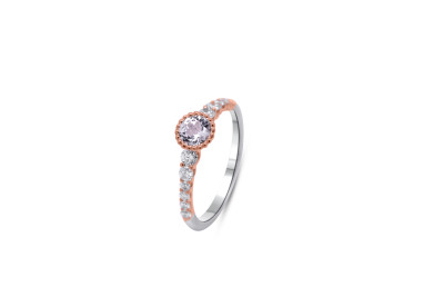 Ring 18kt goud bi-color R/W met briljant en morganite - 50-40056-4577 - maat 54 Ring 18kt goud bi-color R/W met briljant en morganite - 50-40056-4577 - maat 54