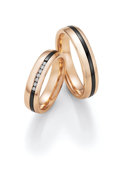 Ruesch Collection - Set ringen op bestelling in 14kt goud met zwart zirkonium - 14/10030-050 - 14/10040-050