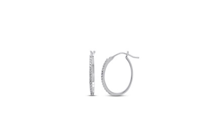 Ovalen creolen in 18kt wit goud met zirkonium - B11B11271W Ovalen creolen in 18kt wit goud met zirkonium - B11B11271W
