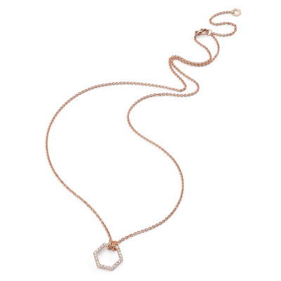 Burato Gioielli - Halsketting in 18kt rood goud met briljant - CT369 Burato Gioielli - Halsketting in 18kt rood goud met briljant - CT369