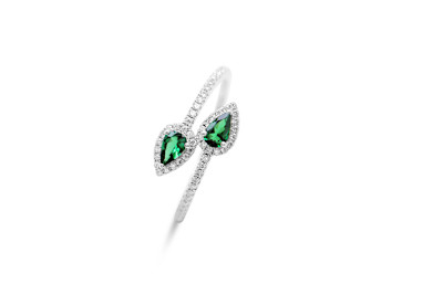 Ring 18kt wit goud met briljant en Tsavorite - maat 56 - 50-4009-6875