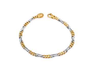 Herenarmband 18kt goud bi-color - 21cm Herenarmband 18kt goud bi-color - 21cm