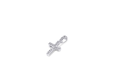 Giorgio Visconti - hanger kruis - 18kt wit goud met briljant - CB37877 - H 12mm excl oog Giorgio Visconti - hanger kruis - 18kt wit goud met briljant - CB37877 - H 12mm excl oog