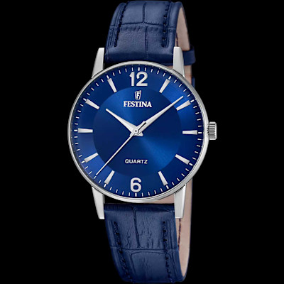 Festina - Herenhorloge in staal met lederen band - F20690/3