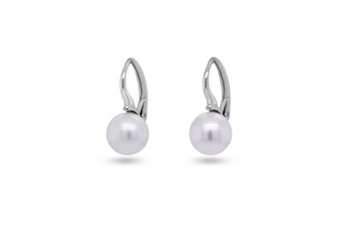 Creolen in 18kt wit goud met een parel - B06B0667W Creolen in 18kt wit goud met een parel - B06B0667W