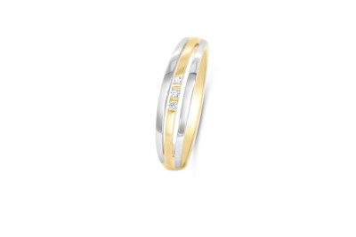 Ring 14kt goud bi-color met zirkonium - maat 54 - 50-01072-0-52-010