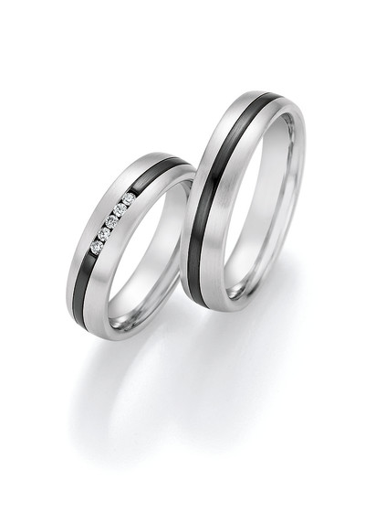 Ruesch Collection - Set ringen op bestelling in 14kt goud met zwart zirkonium - 14/10110-050 - 14/10120-050