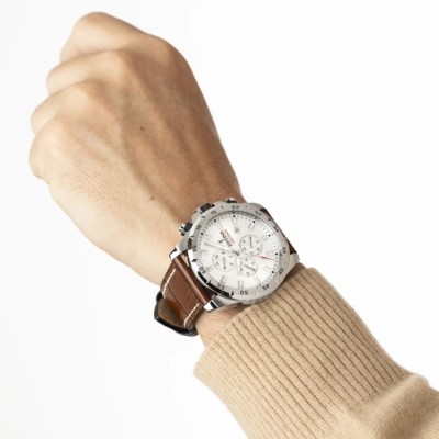 Festina - Herenhorloge in staal met bruin lederen band - F20692/1