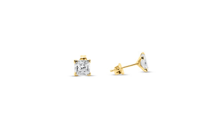 Oorstekers 18kt geel goud met vierkante zirkonium - 4mm - EN4085 Oorstekers 18kt geel goud met vierkante zirkonium - 4mm - EN4085