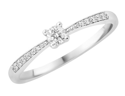 Verlovingsring - solitair - 18kt wit goud met natuurlijke briljant - JA6569 - maat 53 Verlovingsring - solitair - 18kt wit goud met natuurlijke briljant - JA6569 - maat 53