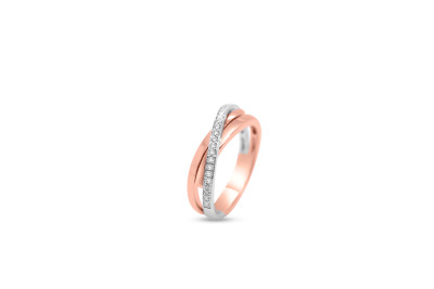 Ring 18kt goud bicolor - wit/rood goud met briljant - 10R0079R - 55 Ring 18kt goud bicolor - wit/rood goud met briljant - 10R0079R - 55