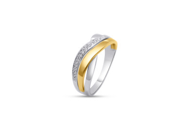 Ring 18kt goud bi-color met briljant - JCCR - maat 56 Ring 18kt goud bi-color met briljant - JCCR - maat 56