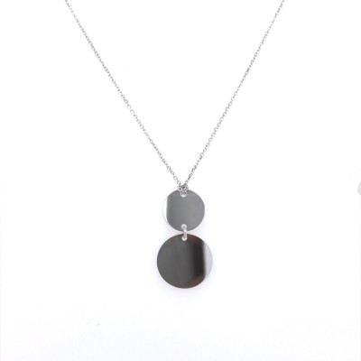 Ketting met 2 plaatjes 18kt wit goud 45cm - CA92140/FL