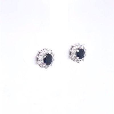 Oorring 18kt wit goud briljant en blauwe 30-70257-1575F Oorring 18kt wit goud briljant en blauwe 30-70257-1575F