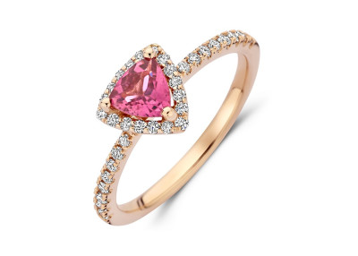 Ring in 18kt rood goud met briljant en roze toermalijn - GR4347RPTB