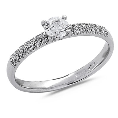 Ring solitair 18kt wit goud met briljant - 3643 - 0,42ct Ring solitair 18kt wit goud met briljant - 3643 - 0,42ct