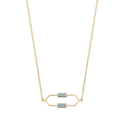 Ketting 14kt geel goud met licht blauwe emaille - 45cm - 41/3 Ketting 14kt geel goud met licht blauwe emaille - 45cm - 41/3