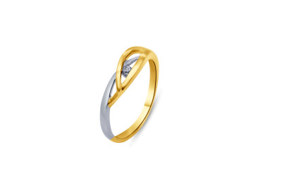 Ring 14kt goud bi-color met zirkonium - 50-01073-1052 - maat 54