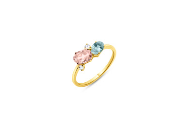 Ring in 18kt geel goud met briljant en morganiet - SR3636GTMB -0.07ct Ring in 18kt geel goud met briljant en morganiet - SR3636GTMB -0.07ct