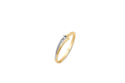 Ring 18kt goud bi-color met briljant - 50-00031-1272 - maat 52