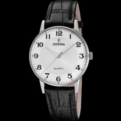 Festina - Herenhorloge in staal met lederen band - F20690/1 Festina - Herenhorloge in staal met lederen band - F20690/1
