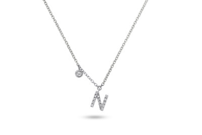 Giorgio Visconti - ketting met letter N - 18kt wit goud met briljant - GB39051N - 42cm Giorgio Visconti - ketting met letter N - 18kt wit goud met briljant - GB39051N - 42cm