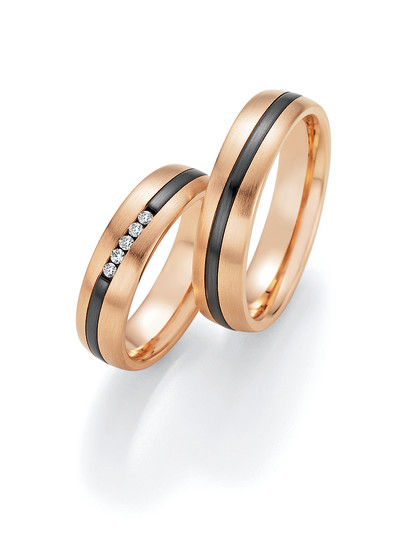 Ruesch Collection - Set ringen op bestelling in 14kt goud met zwart zirkonium - 14/10150-055 - 14/10160-055