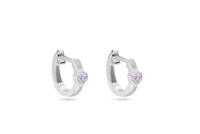 Zilver - creolen - roze hartje - 37-10336-613