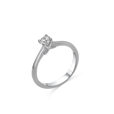 Verlovingsring - solitair - 18kt wit goud met briljant - AB15052C