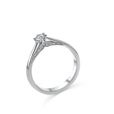 Verlovingsring - solitair - 18kt wit goud met briljant - AB16607C