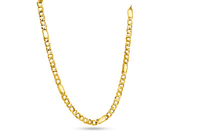 Herenketting 18kt geel goud - fantasieschakel - 55cm