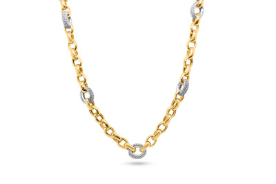 Collier zilver - geel - met zirkonium - CL289 - 45cm Collier zilver - geel - met zirkonium - CL289 - 45cm