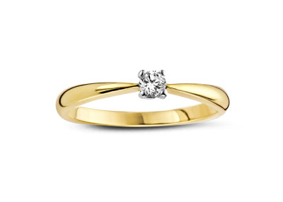 Verlovingsring - solitair - ring 18kt bi-color met briljant - GR3223BB - Y1805 - maat 52