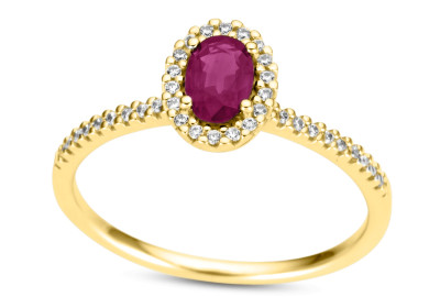 Ring 18kt geel goud met robijn en briljant - GR4490GRB - R36 - maat 55 Ring 18kt geel goud met robijn en briljant - GR4490GRB - R36 - maat 55