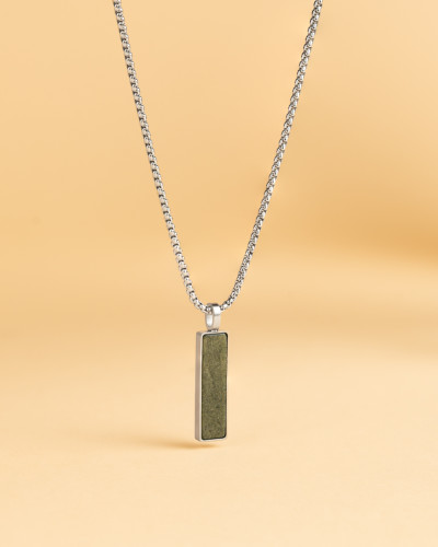 Gemini - Halsketting in staal met groene steen - Galli Silver Green - NNG2