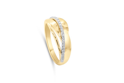 Ring 18kt goud bi-color met briljant - maat 56 - 50-01371-1272