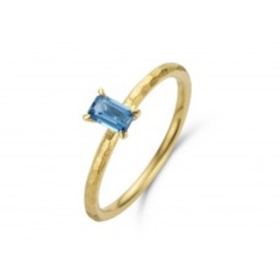 Solitair in 18kt geel goud met topaas london blue - SR3598GTL